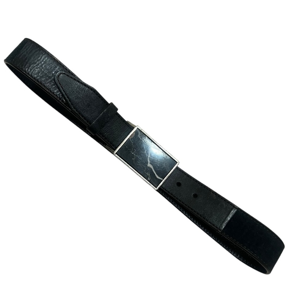 🖤 Leather Island by Bill Lavin‎ Belt w/ Decorative Marble-Style Buckle